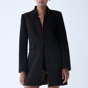 Zara inverted lapel frock coat / longline blazer jacket size Large